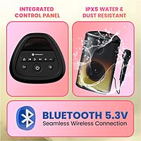 Portronics Dash 8 – 60W Bluetooth Party Speaker | Bass Boost, TWS, Wired Mic, LED Display & USB/AUX Inputs for Parties & Karaoke