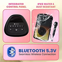 Portronics Dash 8 – 60W Bluetooth Party Speaker | Bass Boost, TWS, Wired Mic, LED Display & USB/AUX Inputs for Parties & Karaoke