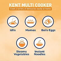 KENT Kettle Multicooker Cum Steamer 1.2 liters 800W| Boiling of Water, Tea ,Eggs , Instant Noodle Maker, Steaming idlis, Momos |Inner Stainless Steel without joint and welding & Cool Touch Outer Body