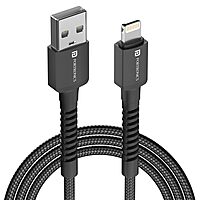 Portronics Konnect X – USB to Lightning Cable, Black. Durable, fast charging, and data transfer. Compatible with all Lightning devices. Perfect for everyday use and travel. 1 meter length.
