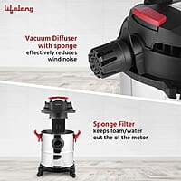 Lifelong 21 litre Vacuum Cleaner for Home – 1200 W, Wet & Dry Floor Cleaner Brush