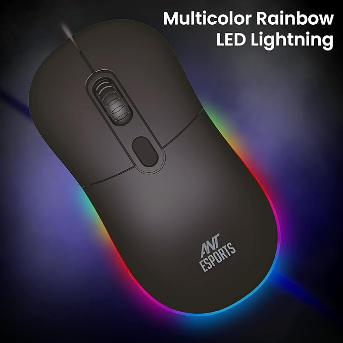 Open Box Ant Esports GM40 /RGB LED, Lightweight (115 gms) ,Ergonomic Design, Upto 2400 DPI Wired Optical Gaming Mouse
