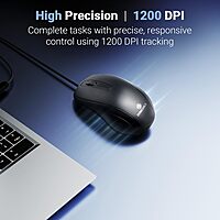 Zebronics Zeb-Alex Wired Mouse – USB, 3 Buttons, Ergonomic design, High precision, Smooth tracking, Ideal for gaming and office use, Plug and play, Compatible with Windows and Mac systems.