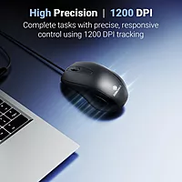 Zebronics Zeb-Alex Wired Mouse – USB, 3 Buttons, Ergonomic design, High precision, Smooth tracking, Ideal for gaming and office use, Plug and play, Compatible with Windows and Mac systems.