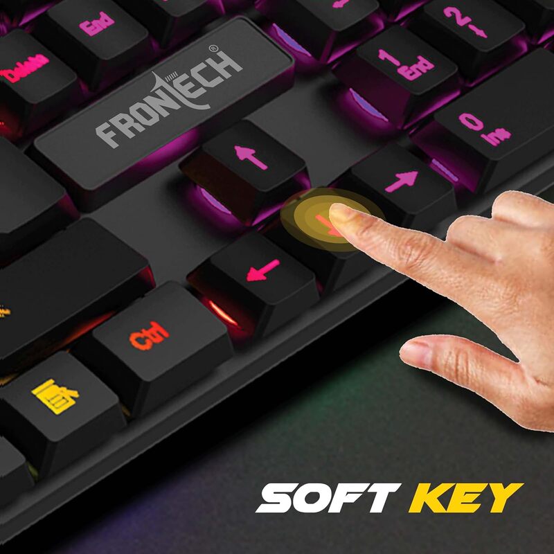 Frontech DRAGON WARRIOR KB-0038P – RGB backlit USB gaming keyboard with mechanical feel, anti-ghosting & durable build. Designed for gamers.