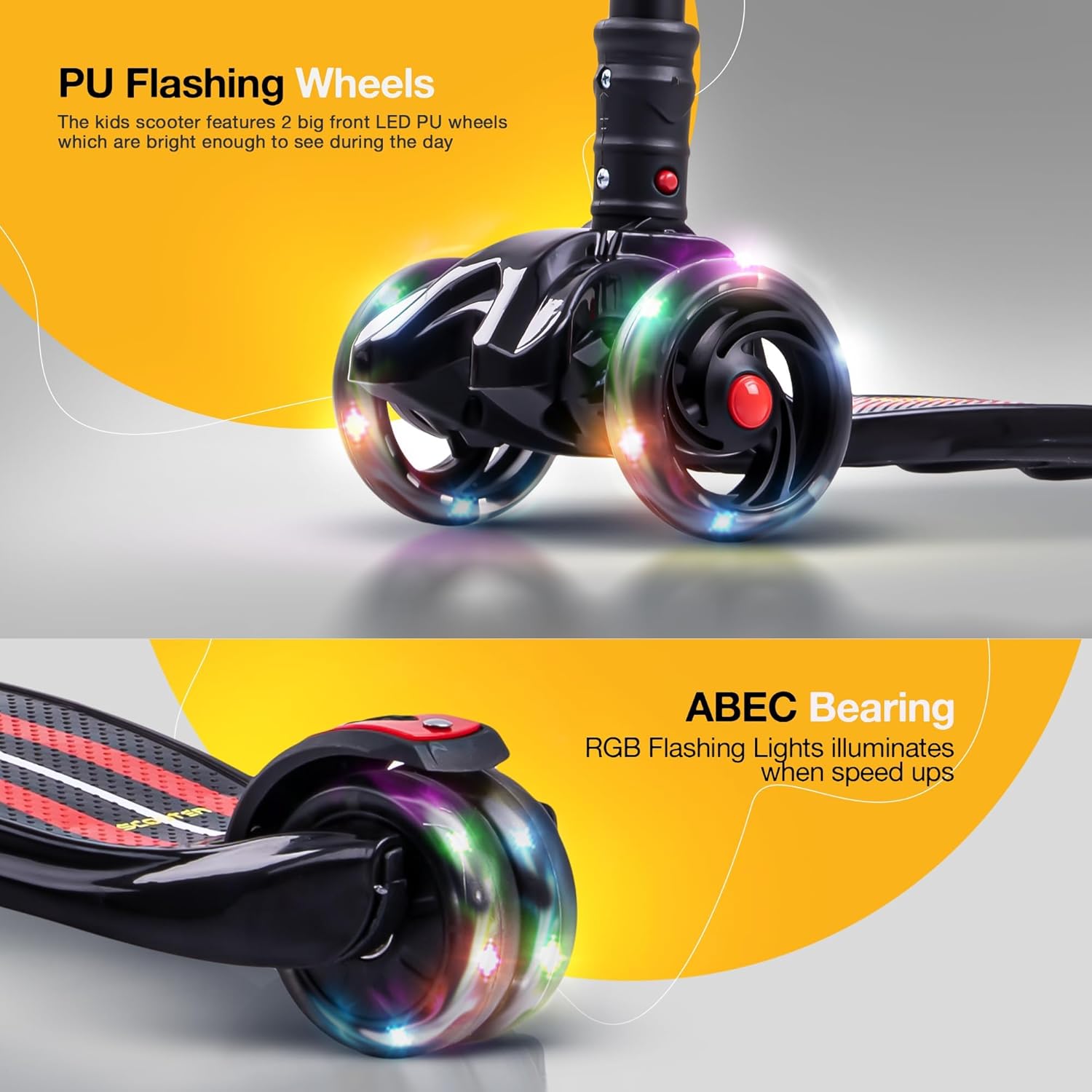 Baybee Flash Scooter for Kids with Foldable & Height Adjustable Handle- Black Baybee Flash Scooter for Kids with Foldable & Height Adjustable Handle- Black