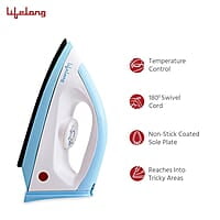 Lifelong Dry Iron Press 1100 W, Electric Dry Iron with Temperature Controle