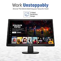 HP 21.5 Inches FHD Monitor features a sleek design, vibrant colors, and sharp visuals. Perfect for work or entertainment, it offers HDMI and VGA connectivity for versatile use. Enjoy stunning clarity!