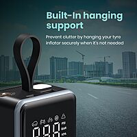 Portronics VAYU 8.0 Tyre Inflator – 4000mAh Portable | Digital Display | USB Output | Black |