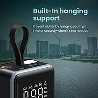Portronics VAYU 8.0 Tyre Inflator – 4000mAh Portable | Digital Display | USB Output | Black |