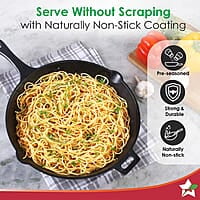 Wonderchef Forza Cast-Iron 20 cm Fry Pan, Pre-Seasoned Cookware, Induction Friendly, 3.8mm