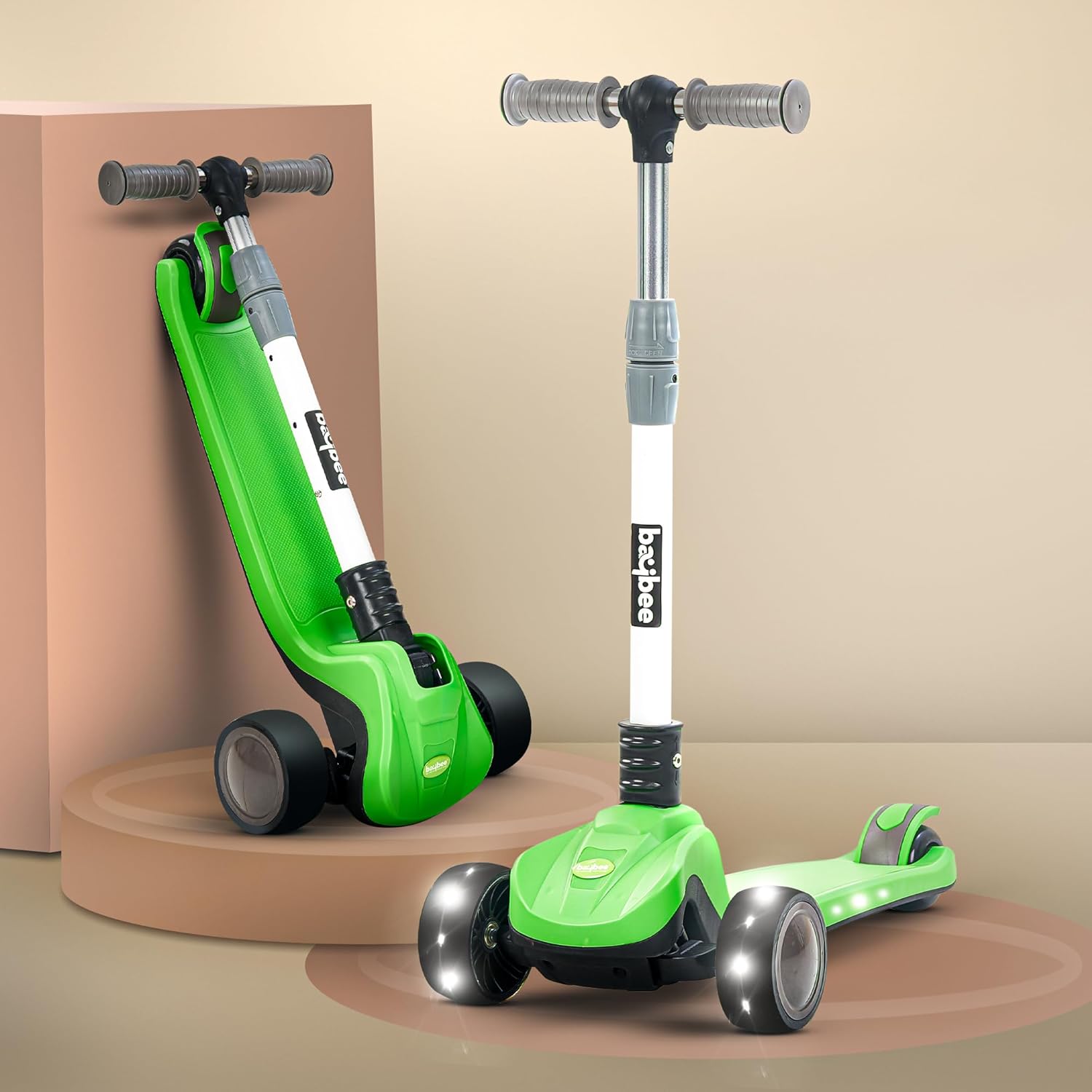 Baybee Phantom Skate Scooter for Kids, Foaldble 3 Wheel Kids Scooter with 3 Height Adjustable- Green Baybee Phantom Skate Scooter for Kids, Foaldble 3 Wheel Kids Scooter with 3 Height Adjustable- Green