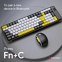 Coconut Diamond Rechargeable Wireless Keyboard & Mouse Combo (Multi-Device Support, 1 Year Warranty)