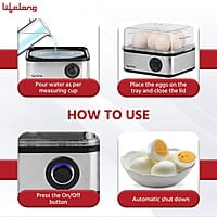 Lifelong 2-in1 Egg Boiler and Poacher 500-Watt Boil 8 eggs, Poach 4 eggs, Easy to clean 3 Boiling Modes