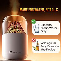 Portronics 3104 Magma Humidifier – Volcano Flame Design | RGB| White | 6 Months Warranty