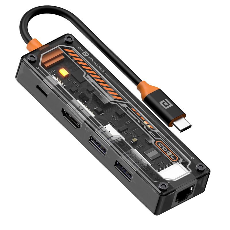 Portronics MPort View One – 5-in-1 USB-C Hub, 4K HDMI, USB 3.0, SD/TF Card Reader, Compact Design, Ideal for Laptops, Supports High-Speed Data Transfer, Plug and Play, Lightweight and Portable.