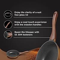 Preethi Artistic Collection Die Cast Non Stick Fry Pan, 24 cm,with Glass Lid