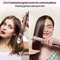AGARO Hair Straightener&Curler, 2-In-1 Twist Angled Ceramic Coated Floating Plates