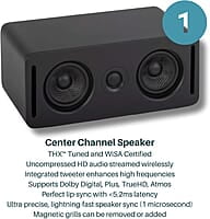 Platin Monaco 5.1 Wireless Home Theater Surround Sound System for Smart TVs - with WiSA SoundSend Transmitter Included - WiSA Certified - Tuned by THX.