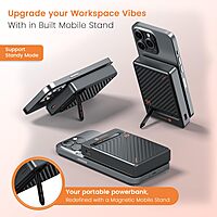 Portronics Chyro – 15W MagSafe 10K Power Bank with Stand offers fast wireless charging, sleek design, and a built-in stand for convenience. Perfect for on-the-go charging of your devices.