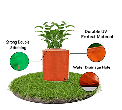 Orange HDPE Grow Bag 12x12 Inch, Pack of 1