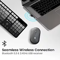 Portronics Key11 Grey Combo | Bluetooth 5.3, USB Connectivity, Type-C Charging | Sleek Design, Ergonomic Keys, Long Battery Life | Perfect for Home and Office Use | Reliable Performance.