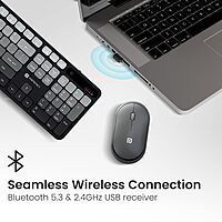 Portronics Key11 Grey Combo | Bluetooth 5.3, USB Connectivity, Type-C Charging | Sleek Design, Ergonomic Keys, Long Battery Life | Perfect for Home and Office Use | Reliable Performance.