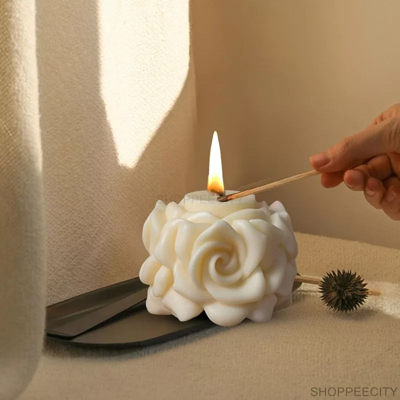 Silicon Mold Candle Valentine Rose Pillar