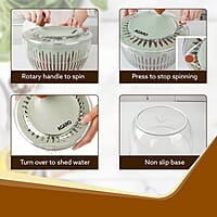AGARO Elite Salad Spinner, 5L, Vegetable Cleaner, Removes Excess Water and Pesticides, Cleans Vegetables Thoroughly, Use for Mixing Salad with Dressing