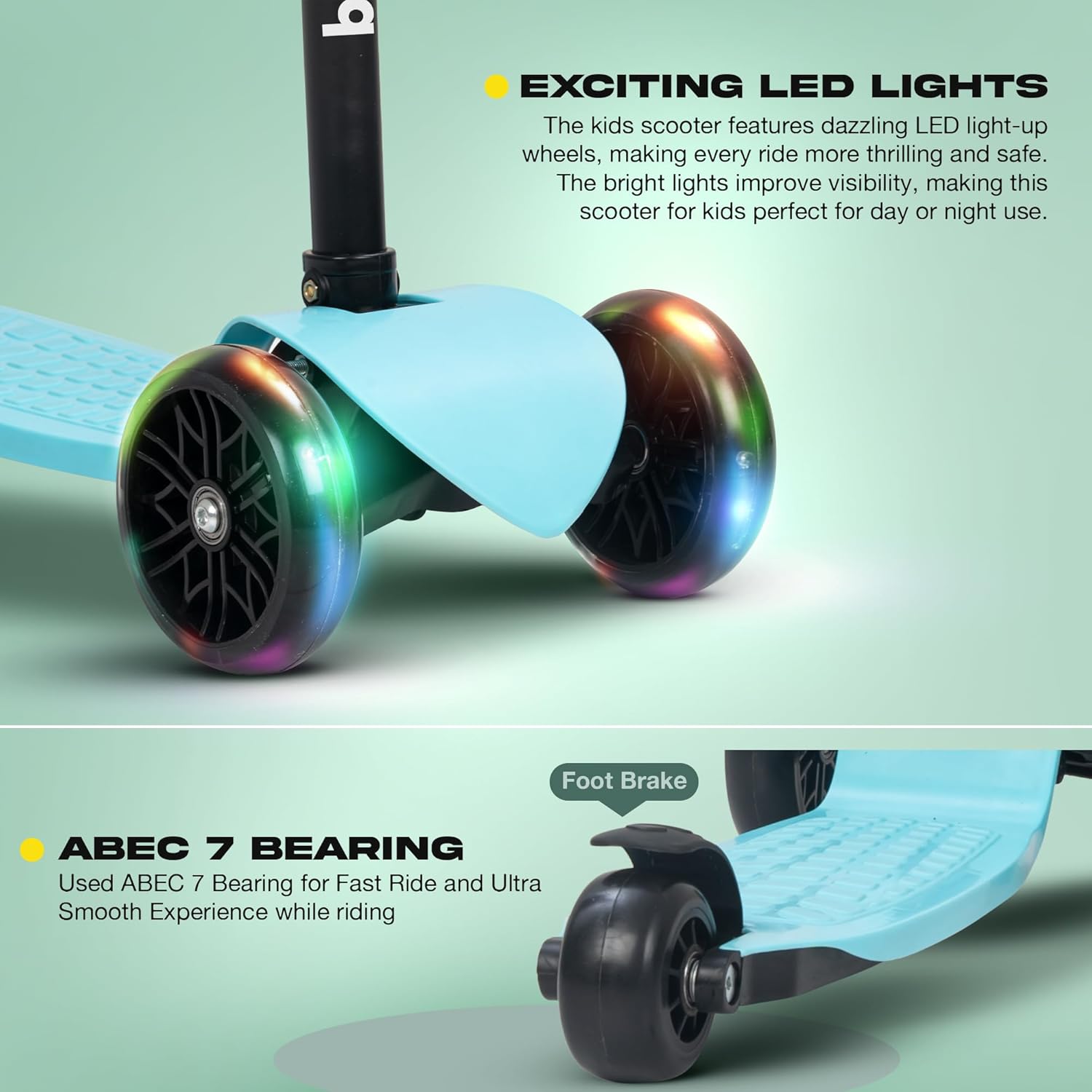 Baybee Zoomie Foldable Kick Scooter for Kids-Blue Baybee Zoomie Foldable Kick Scooter for Kids-Blue