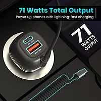 Portronics Car Power 65 – 65W Fast Charger with 100W Cable, designed for rapid charging on the go. Compact, efficient, and compatible with various devices. Perfect for road trips and daily commutes.