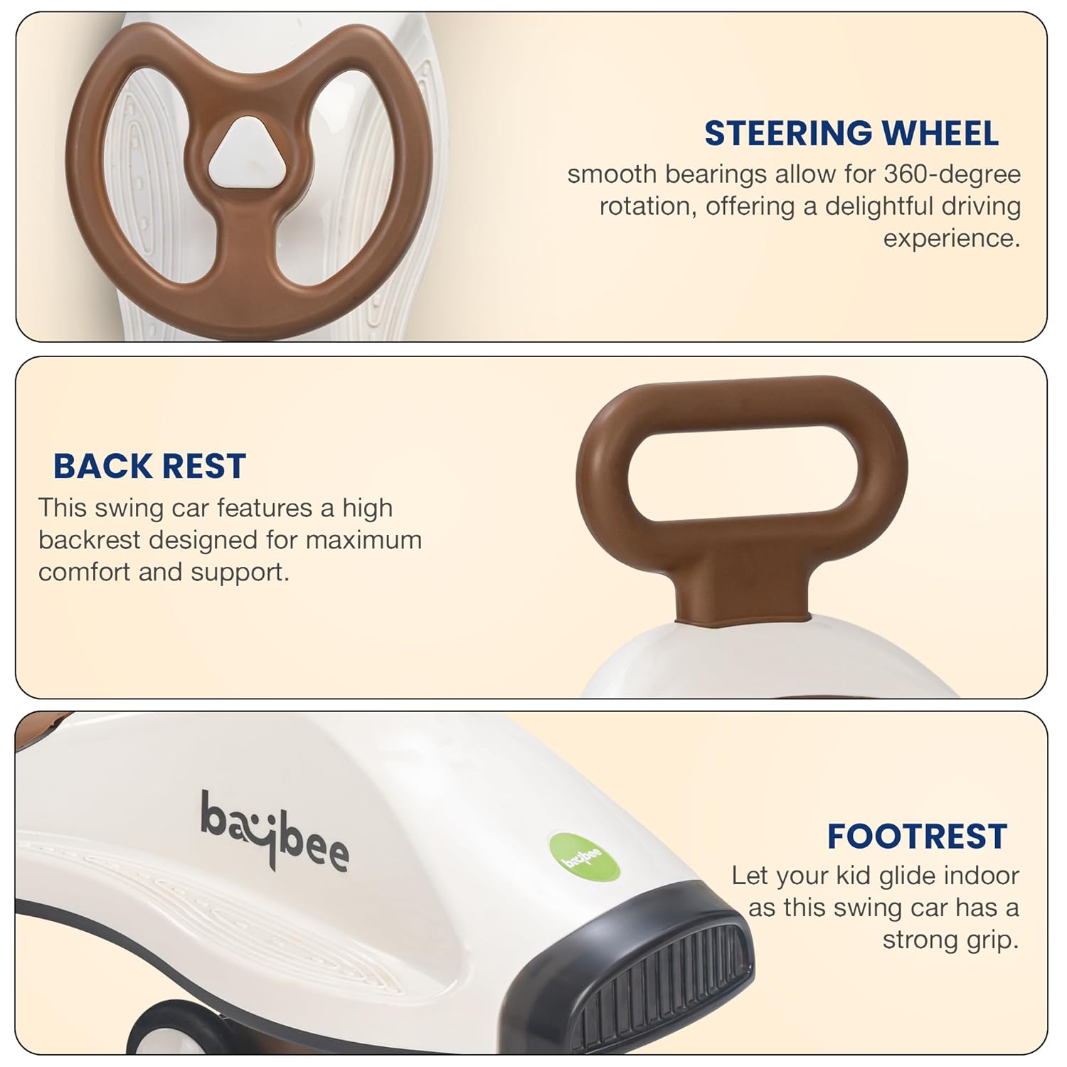 Baybee Primo Kids Magic Swing Cars for Kids- Brown