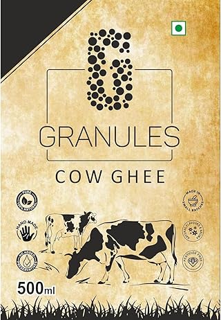 GRANULES Pure Cow Ghee 500ml | Natural Desi Ghee | Premium Cow Ghee | Organic Pure Ghee | Traditional Method | Authentic Ghee for Cooking | Healthy & Flavorful | Ghee Cow 500ml Glass Jar - Pack of 2 GRANULES Pure Cow Ghee 500ml | Natural Desi Ghee | Premium Cow Ghee | Organic Pure Ghee | Traditional Method | Authentic Ghee for Cooking | Healthy & Flavorful | Ghee Cow 500ml Glass Jar - Pack of 2