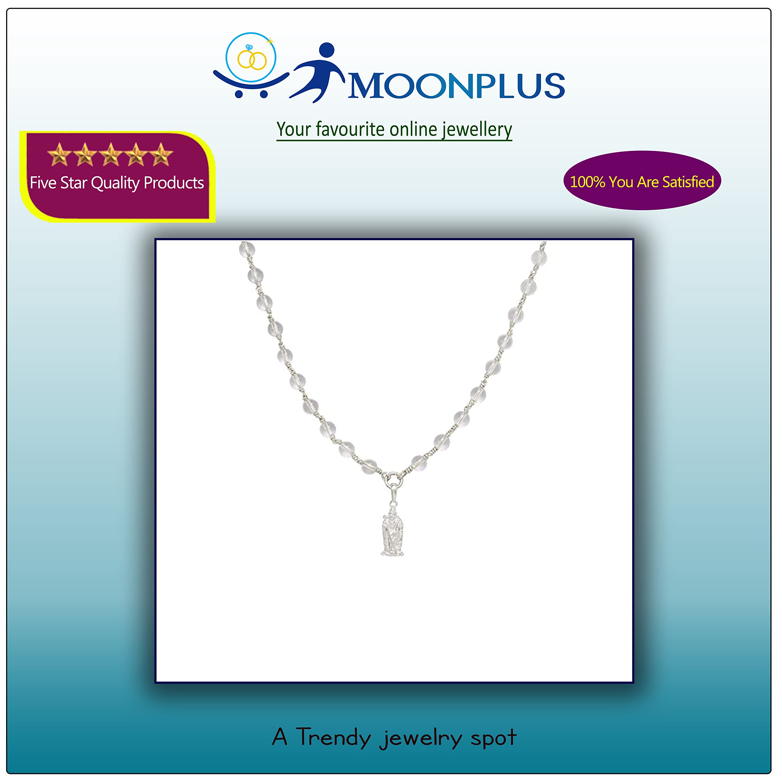 Silver Tied Spatik Mala with Murugan Pendent/Dollar