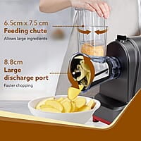 AGARO Marvel Electric Grater & Slice Machine,250W Professional Electric Cheese Grater,Automatic Electric Grater for for Fruits, Cheeses & Vegetables, 5 Free Attachments, Grey & Red