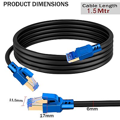 Uport CAT-7 Patch Cord 1.5M – Ultra High Speed, Shielded for optimal performance, supports up to 10Gbps, perfect for gaming and streaming, durable design, ideal for home and office use.