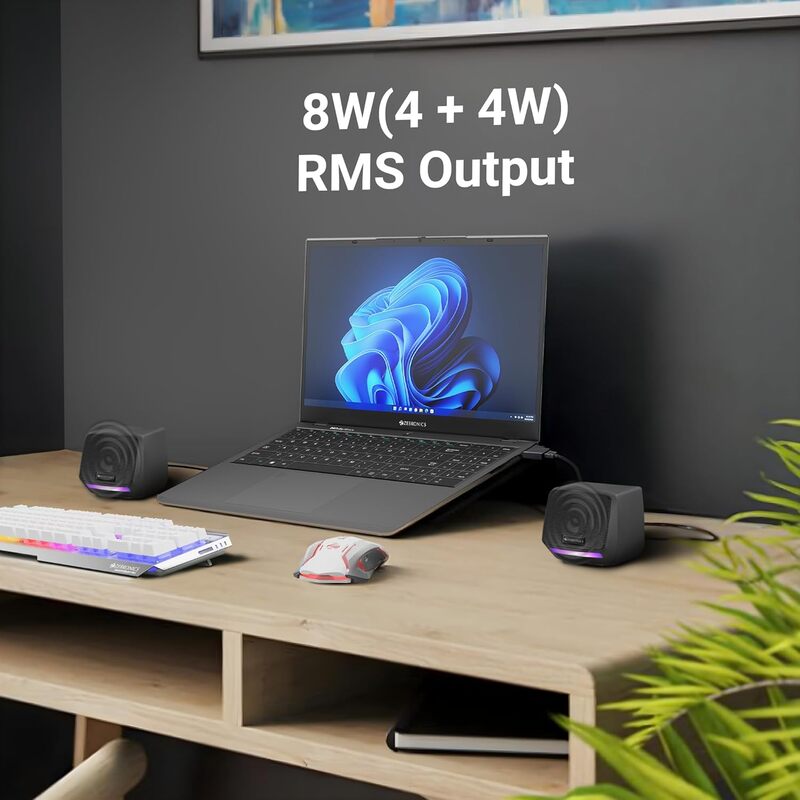 Zebronics Igloo 1 – 2.0 USB Speakers, 8W, LED Lighting, Compact & Powerful Sound for PC & Laptop