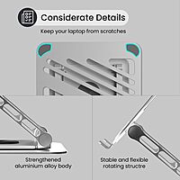 Portronics My Buddy K3 – Laptop Tabletop Stand (Silver) offers adjustable height and angle for ergonomic comfort. Lightweight and portable, it's perfect for home or office use, enhancing productivity.