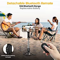 Portronics Lumistick Mini – 3-in-1 Selfie Stick, Black. Compact design, built-in LED light, and Bluetooth remote. Perfect for selfies, group photos, and video calls. Lightweight and portable.