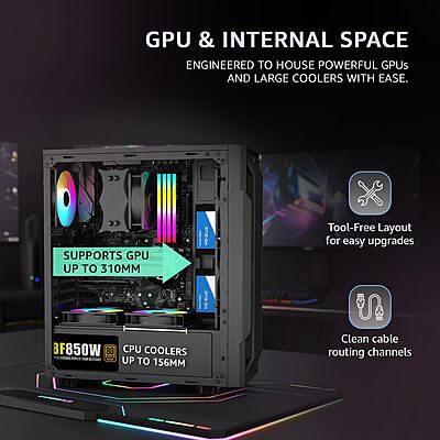 ZEBRONICS MYST Mid Tower Cabinet – White Gaming Case