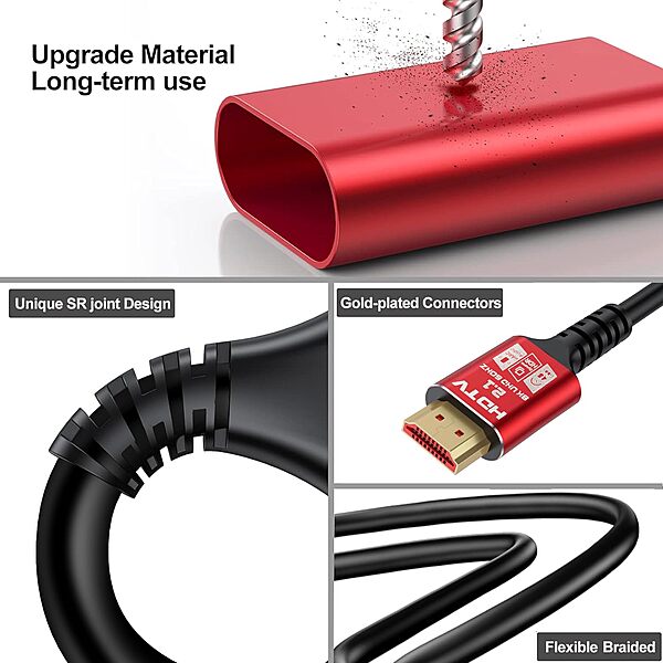 Uport 10m HDMI 2.1 Cable – Supports 8K@60Hz and 4K@120Hz, ideal for high-resolution gaming and streaming. Features enhanced bandwidth for superior audio and video quality. Perfect for modern devices.