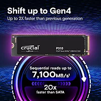 Crucial P310 1TB NVMe SSD – M.2 2280 | PCIe Gen4 | Up to 7100MB/s Read