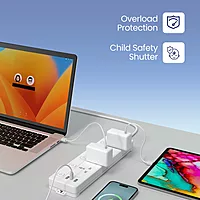 Portronics Power Plate 19 – 4 Sockets, 5 Switches, 2000W, Surge Protection, Compact Design, Ideal for Home/Office, Overload Protection, Durable Build, Easy to Use, Perfect for Multiple Devices.