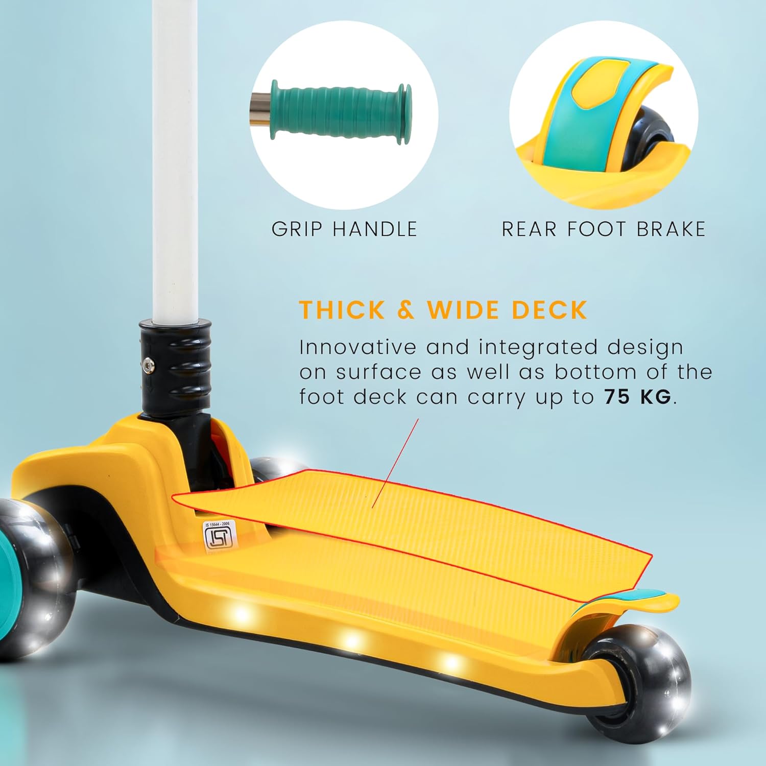 Baybee Phantom Skate Scooter for Kids, Foaldble 3 Wheel Kids Scooter with 3 Height Adjustable-Yellow Baybee Phantom Skate Scooter for Kids, Foaldble 3 Wheel Kids Scooter with 3 Height Adjustable-Yellow