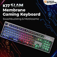 Coconut K17 Slam Wired Membrane Gaming Keyboard – Full Size 104 Keys | Rugged Iron Top | Backlit | 1.5m Braided Cable | Plug & Play | Gaming for Windows & Mac