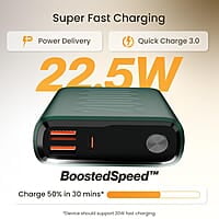 Ambrane 20000mAh Powerbank, 22.5W Fast Charging, Triple Output (2 USB & 1 Type C)