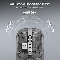 Portronics Toad 8 Transparent Wireless Mouse – Dual Mode BT & 2.4GHz | Grey | 1 Year Warranty