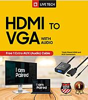 Live Tech LT-HDGATE VGA to HDMI Converter allows seamless connection from VGA devices to HDMI displays. Compact design, supports 1080p resolution, ideal for presentations and home use.
