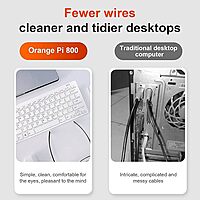 Orange Pi 800 Mini PC Kit with 4GB RAM, 64GB EMMC, Official Keyboard, 800 Keyboard (Pi 800+5V4A Power Supply) With WiFi Connection, White