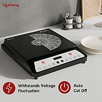 Lifelong 1800 Watt Induction Stove With Surge Protection, Electric Induction, 7 Preset Indian Menu Options